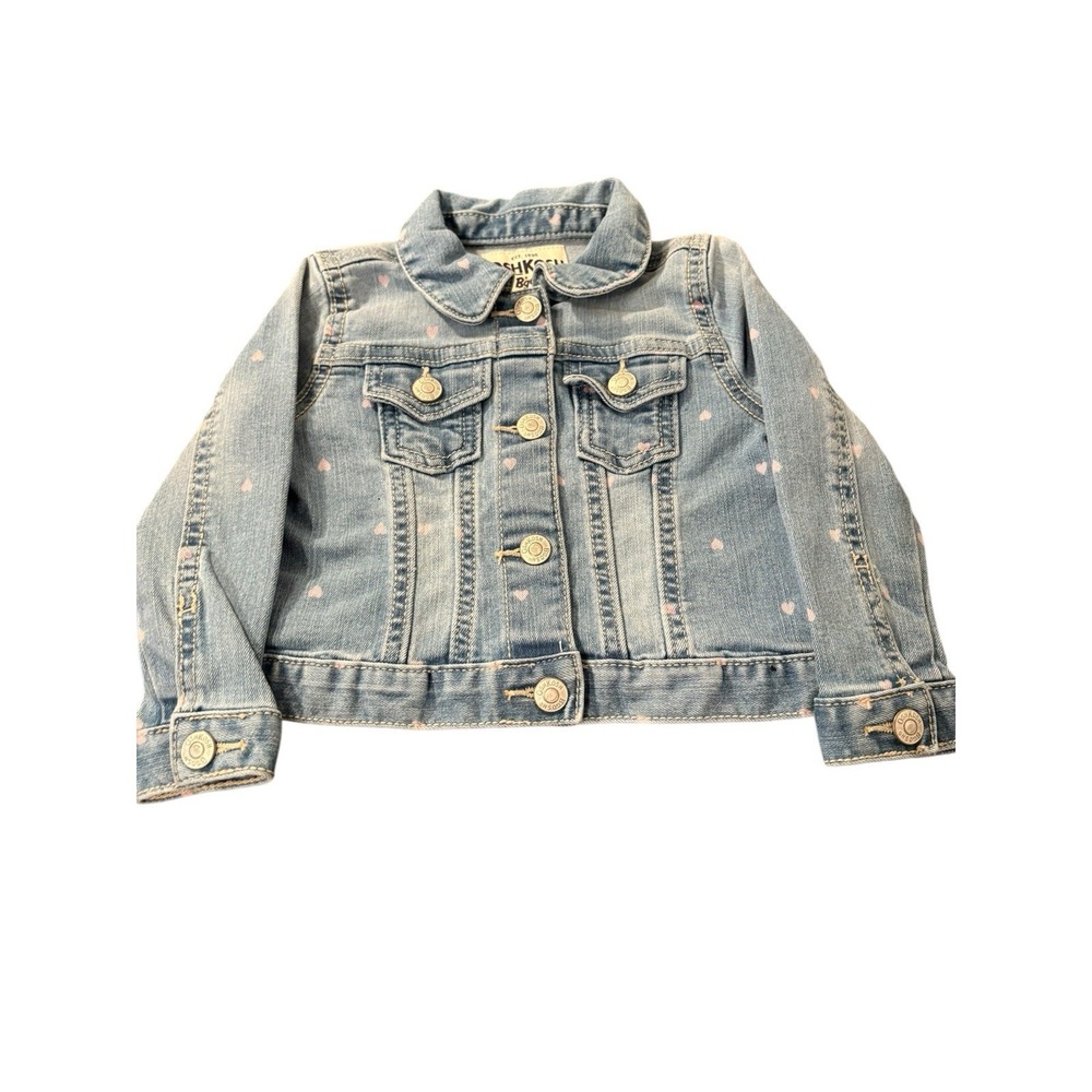 OSHKOSH Kids Jean Jacket 18‎ Months With Pink Hearts New